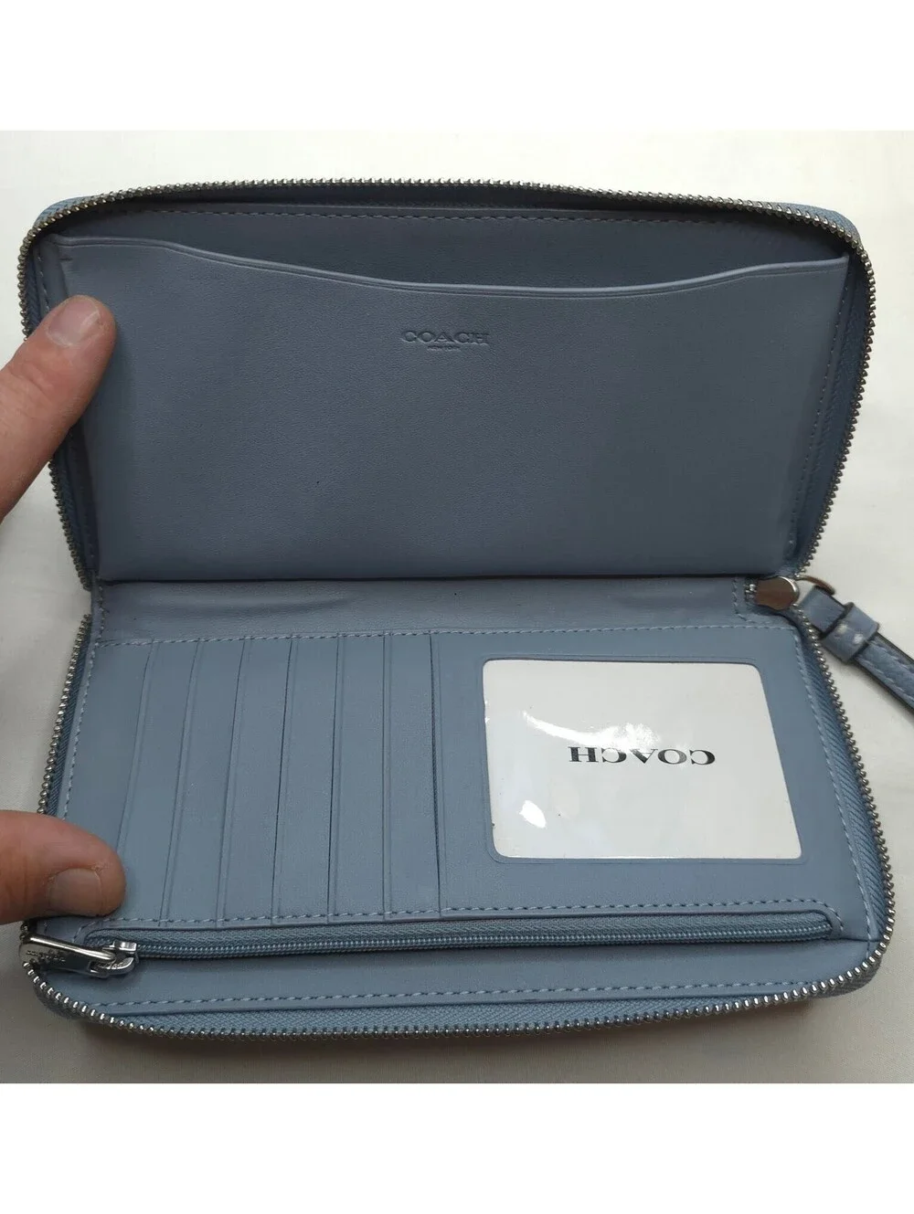 COACH Marble Blue Signature Canvas Lonnie Crossbody with Matching Wallet